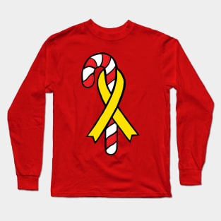 Candy cane awareness ribbon (Yellow) Long Sleeve T-Shirt